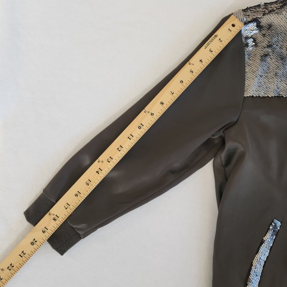 Democracy Sequin Embellished Satin Bomber Jacket Glam Disco Festival Party Cute - Picture 6 of 10